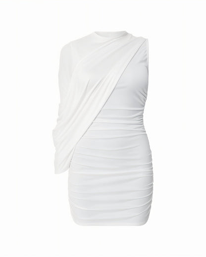 NEW One-Shoulder Draped Mini Dress